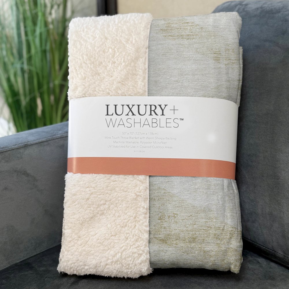 Premium Machine Washable ASB770 Khaki 50" x 70" Sherpa Throw Blanket. Picture 3