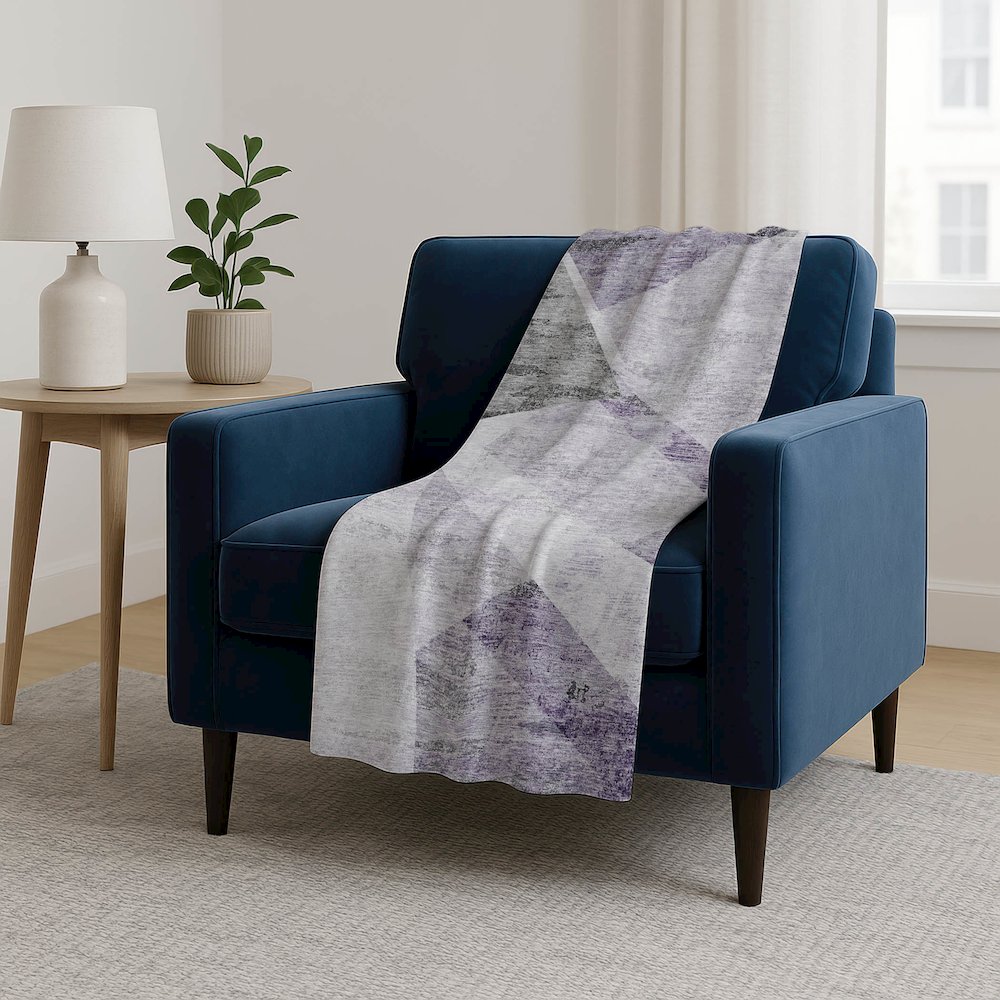 Premium Machine Washable ASB770 Purple 50" x 70" Sherpa Throw Blanket. Picture 5