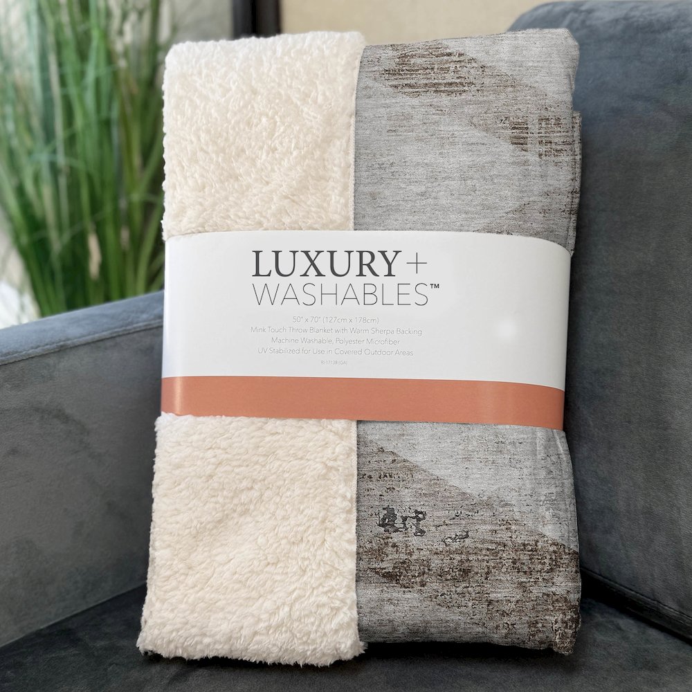 Premium Machine Washable ASB770 Silver 50" x 70" Sherpa Throw Blanket. Picture 3
