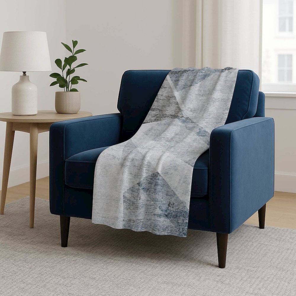 Premium Machine Washable ASB770 Sky 50" x 70" Sherpa Throw Blanket. Picture 5