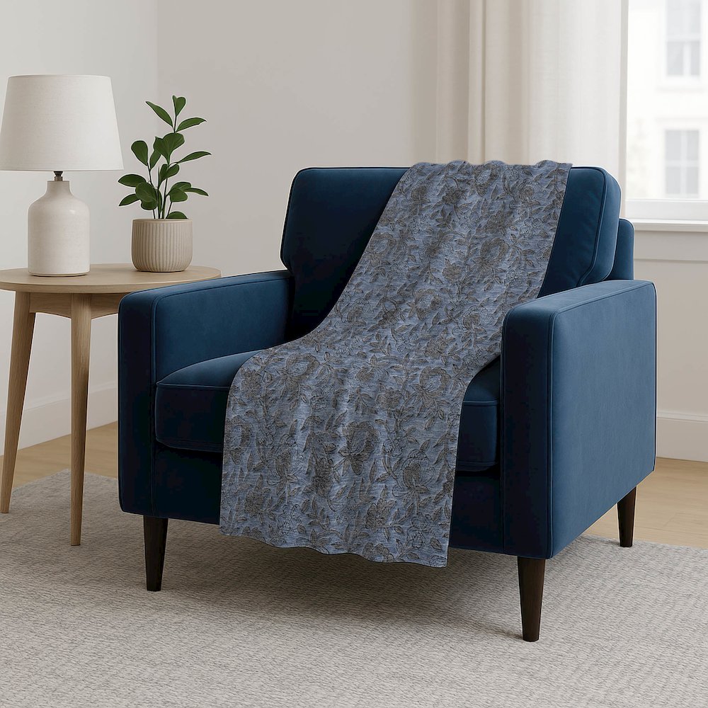 Premium Machine Washable ASB771 Blue 50" x 70" Sherpa Throw Blanket. Picture 5