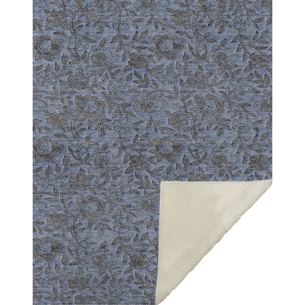 Premium Machine Washable ASB771 Blue 50" x 70" Sherpa Throw Blanket. Picture 1