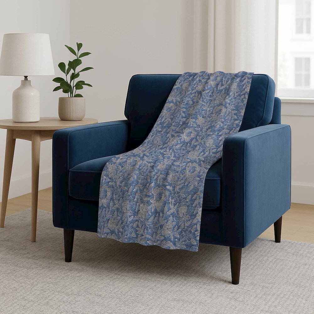 Premium Machine Washable ASB771 Denim 50" x 70" Sherpa Throw Blanket. Picture 5