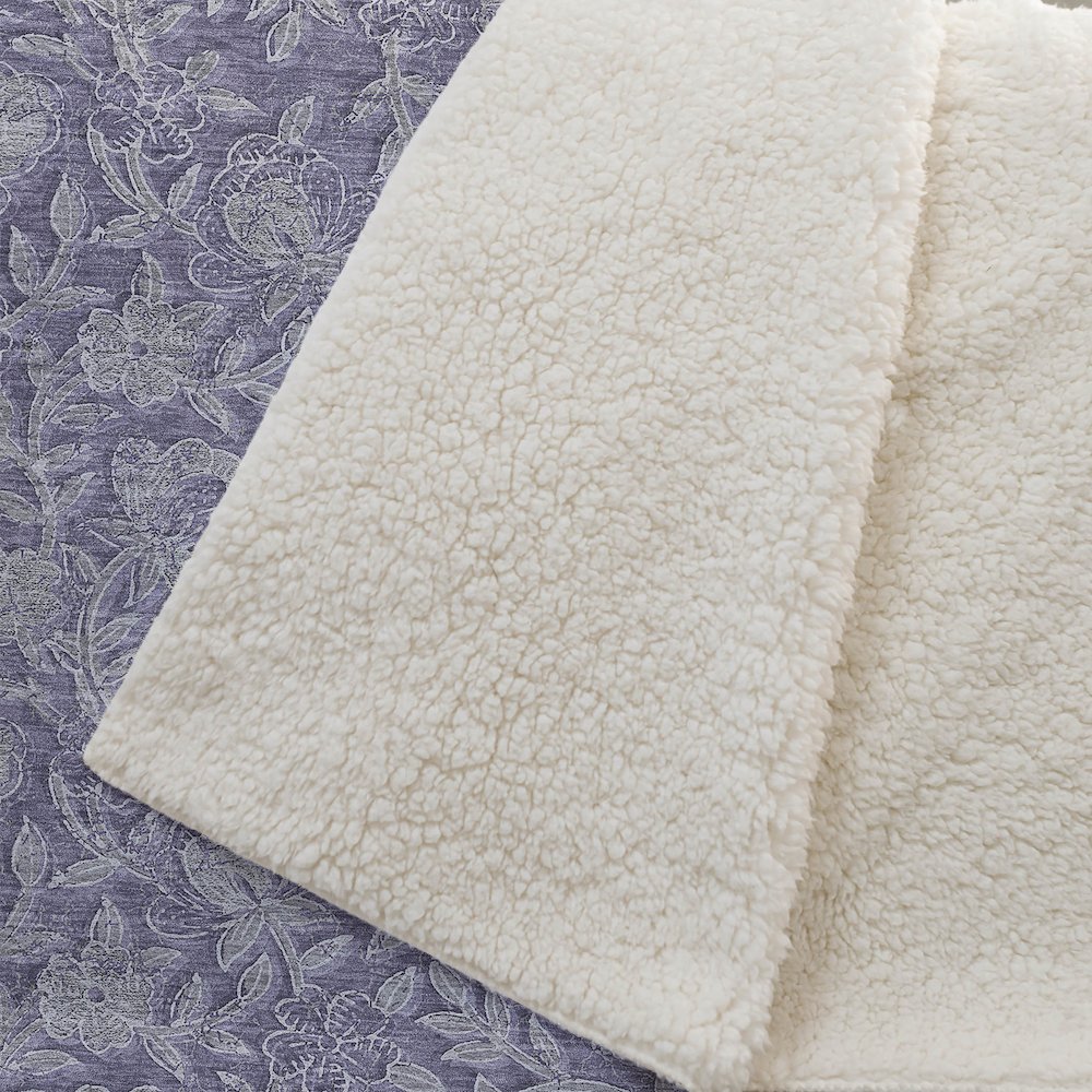 Premium Machine Washable ASB771 Eggplant 50" x 70" Sherpa Throw Blanket. Picture 2