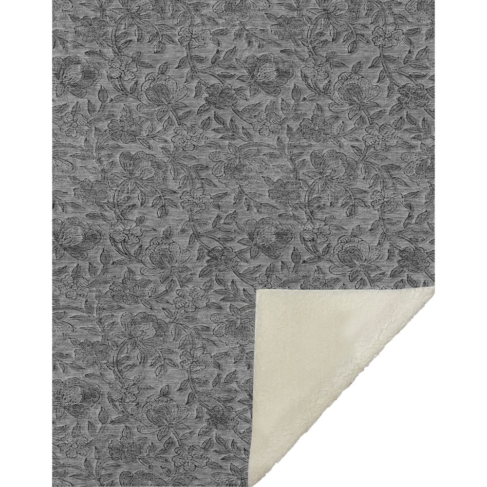 Premium Machine Washable ASB771 Gray 50" x 70" Sherpa Throw Blanket. Picture 1
