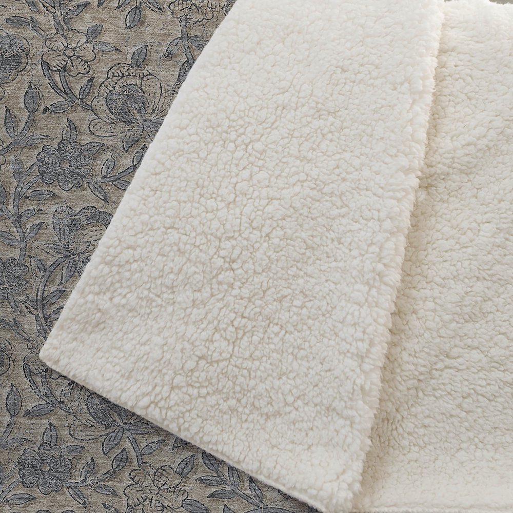 Premium Machine Washable ASB771 Khaki 50" x 70" Sherpa Throw Blanket. Picture 2