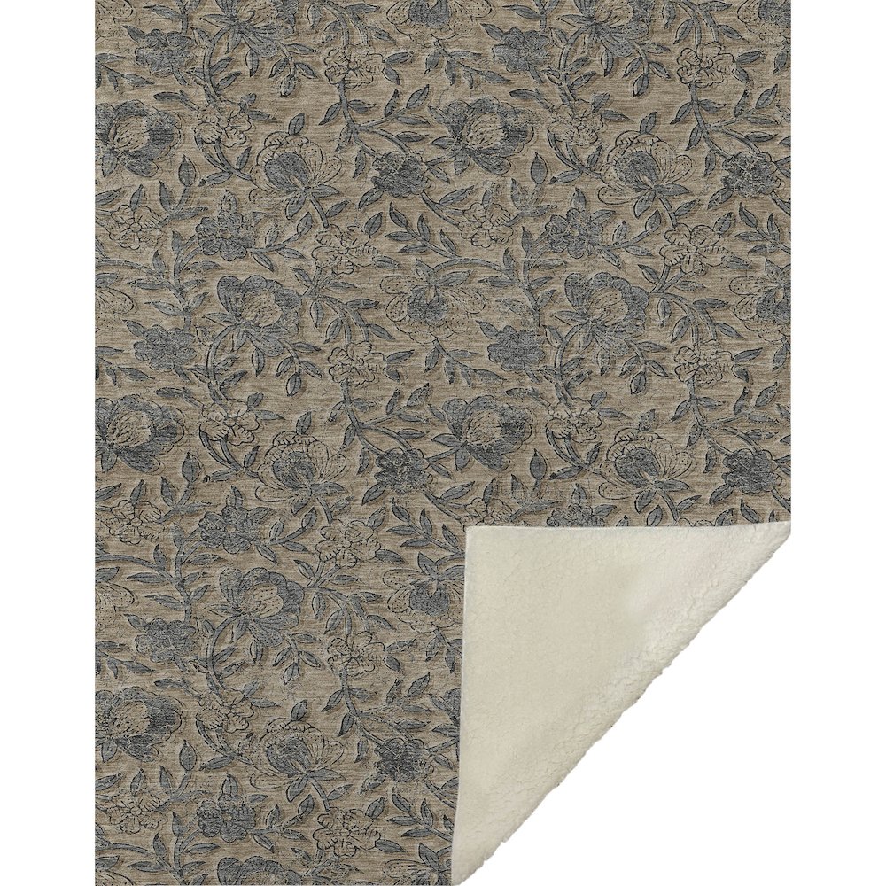 Premium Machine Washable ASB771 Khaki 50" x 70" Sherpa Throw Blanket. Picture 1