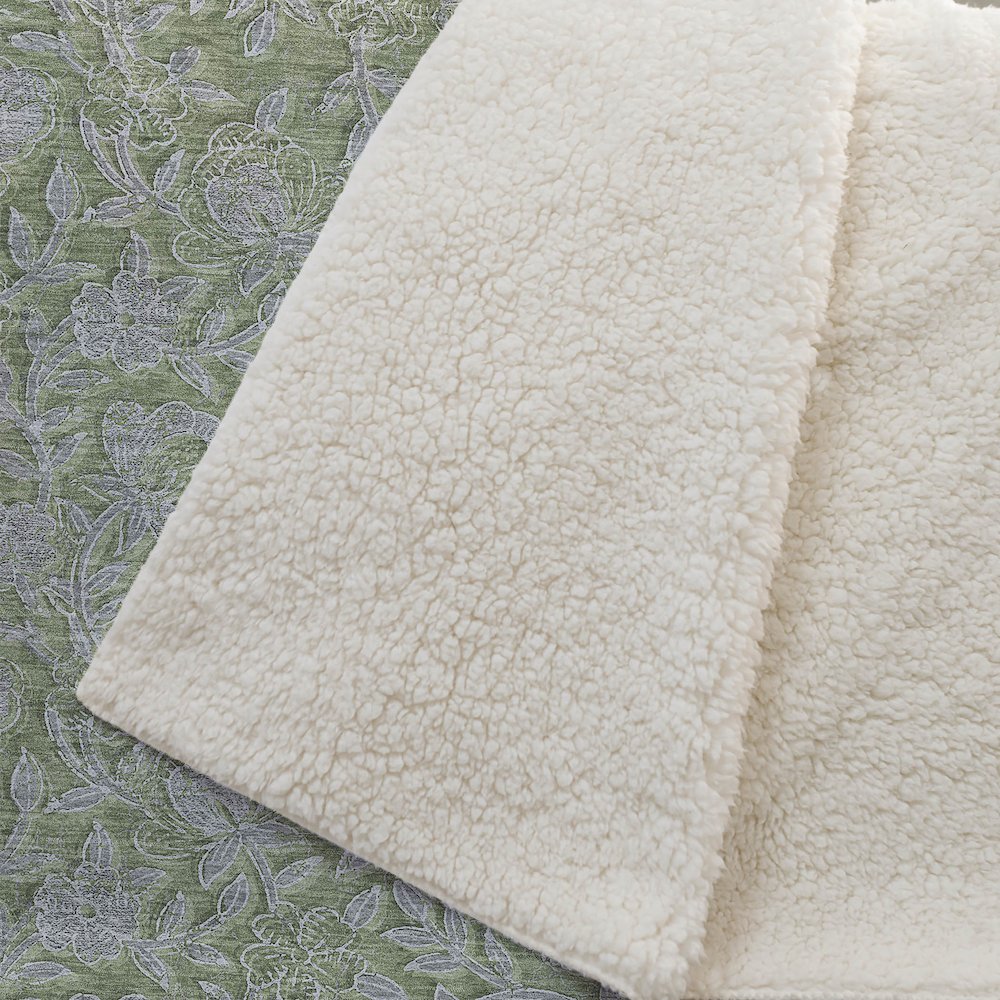 Premium Machine Washable ASB771 Olive 50" x 70" Sherpa Throw Blanket. Picture 2
