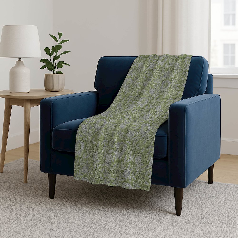Premium Machine Washable ASB771 Olive 50" x 70" Sherpa Throw Blanket. Picture 5