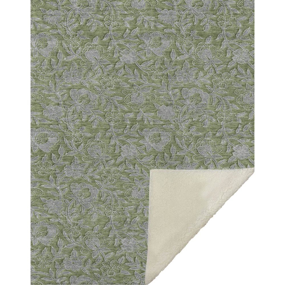 Premium Machine Washable ASB771 Olive 50" x 70" Sherpa Throw Blanket. Picture 1
