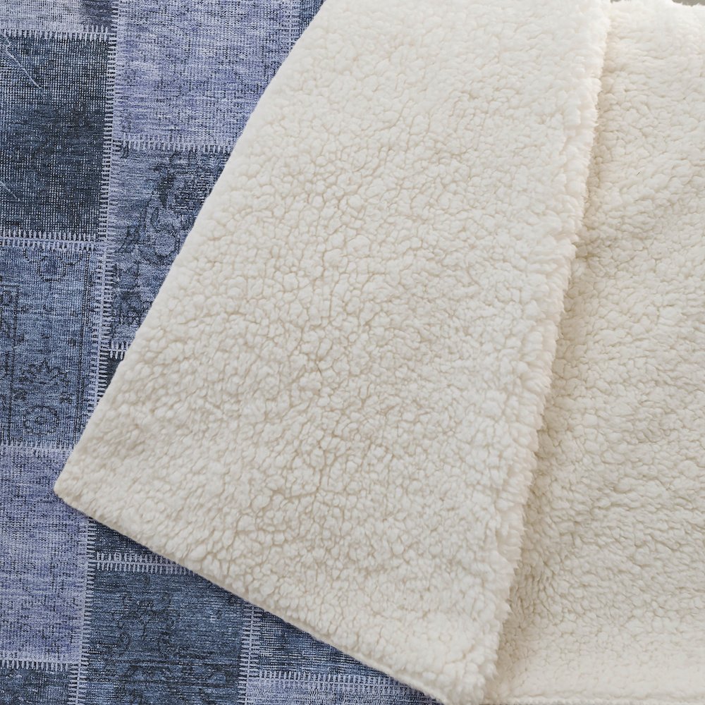 Premium Machine Washable ASB772 Blue 50" x 70" Sherpa Throw Blanket. Picture 2