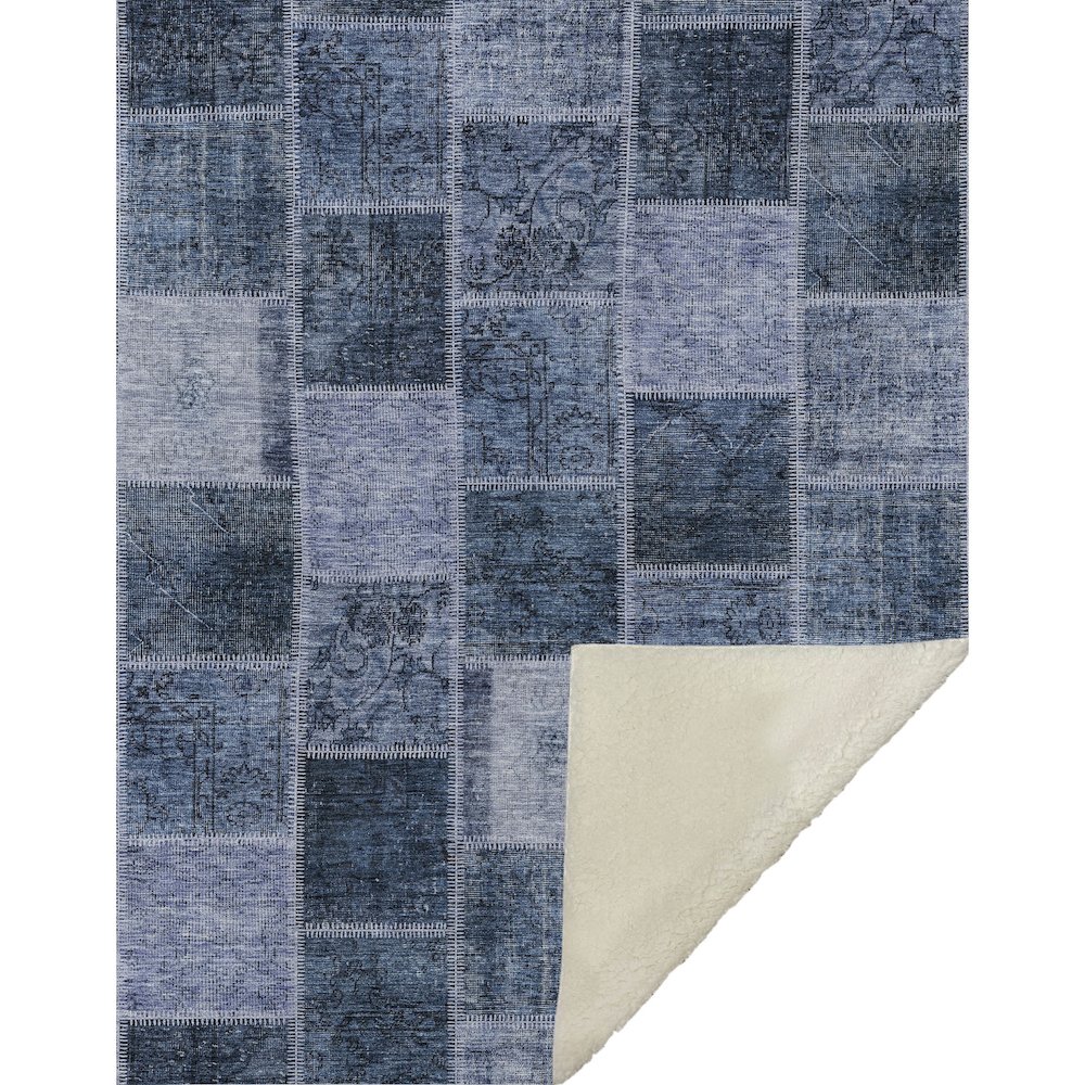 Premium Machine Washable ASB772 Blue 50" x 70" Sherpa Throw Blanket. Picture 1