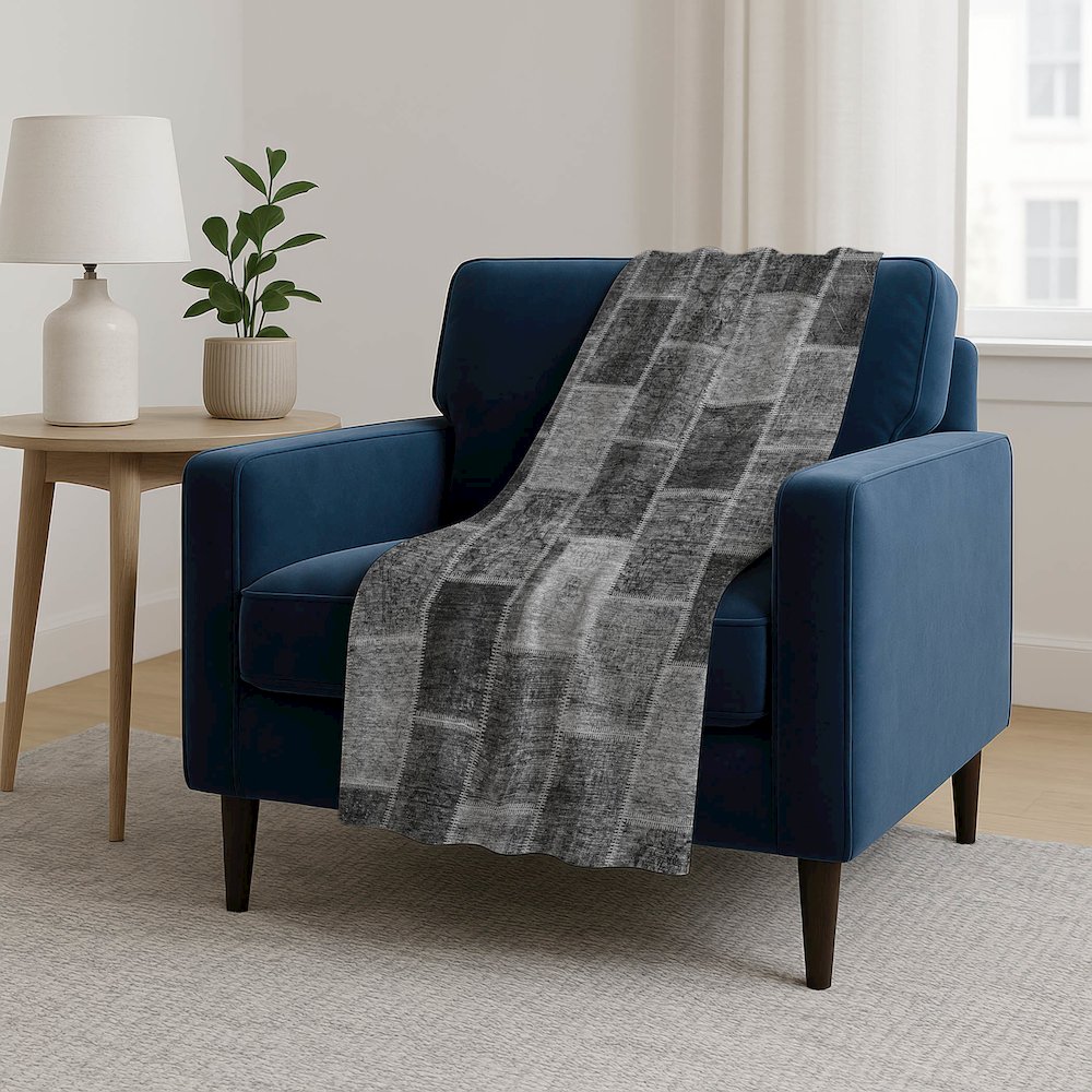 Premium Machine Washable ASB772 Gray 50" x 70" Sherpa Throw Blanket. Picture 5