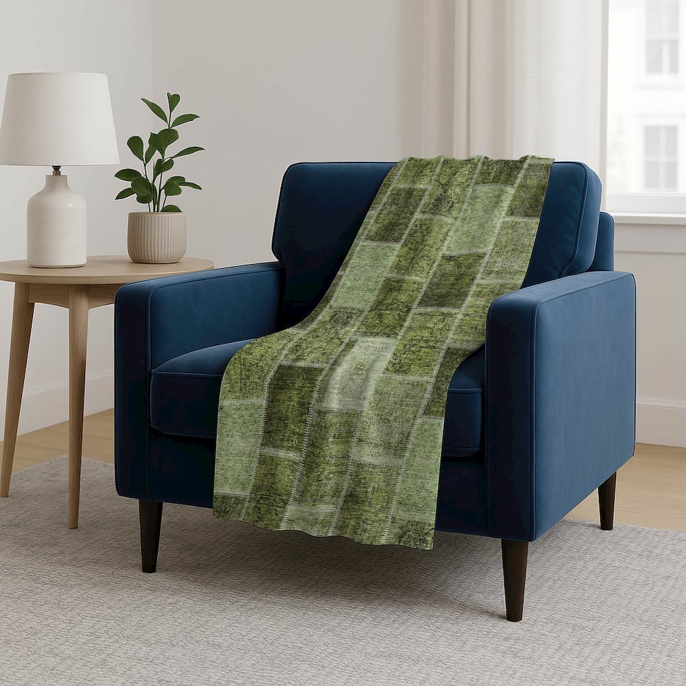 Premium Machine Washable ASB772 Olive 50" x 70" Sherpa Throw Blanket. Picture 5