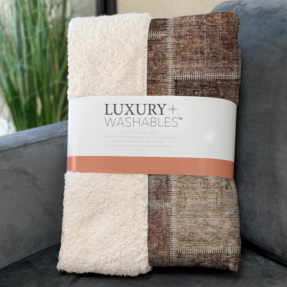 Premium Machine Washable ASB772 Paprika 50" x 70" Sherpa Throw Blanket. Picture 3