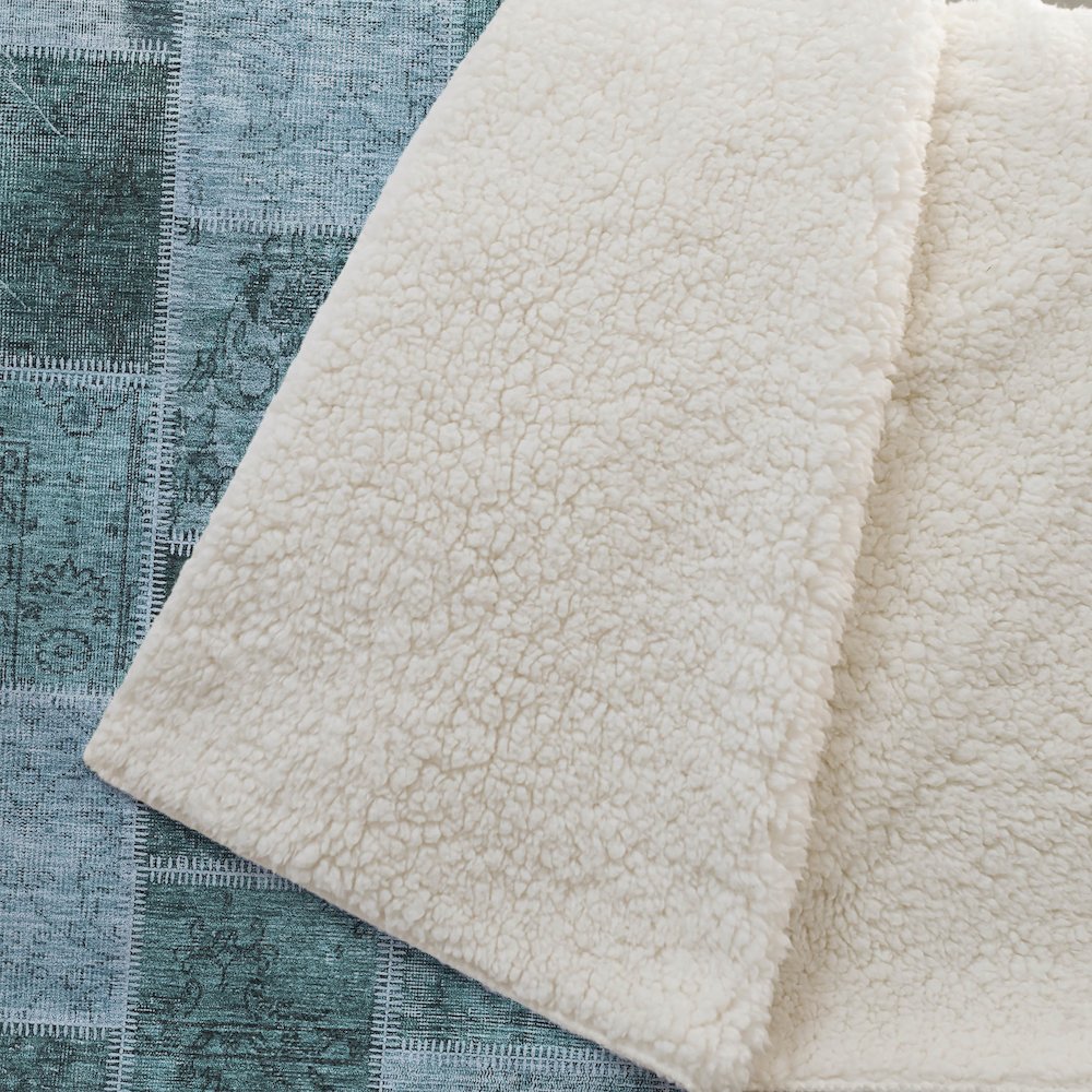Premium Machine Washable ASB772 Teal 50" x 70" Sherpa Throw Blanket. Picture 2