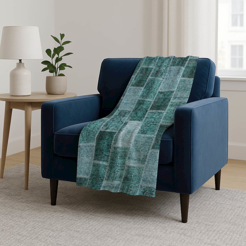 Premium Machine Washable ASB772 Teal 50" x 70" Sherpa Throw Blanket. Picture 5