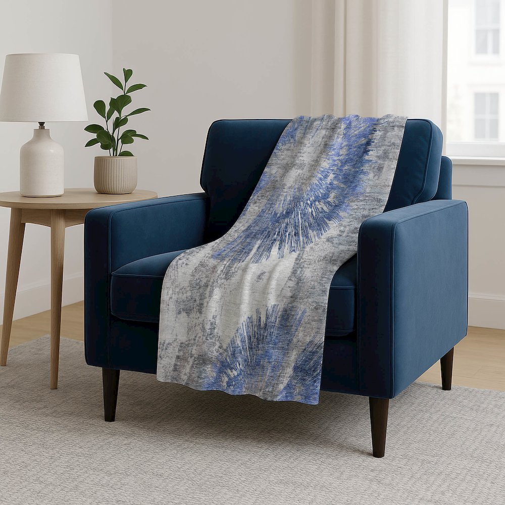 Premium Machine Washable ASB773 Blue 50" x 70" Sherpa Throw Blanket. Picture 5
