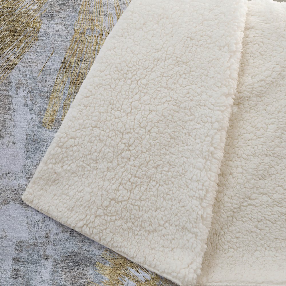 Premium Machine Washable ASB773 Gold 50" x 70" Sherpa Throw Blanket. Picture 2