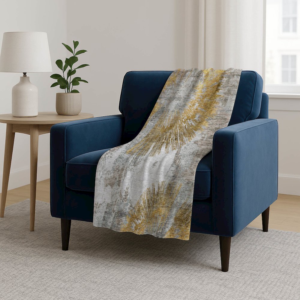 Premium Machine Washable ASB773 Gold 50" x 70" Sherpa Throw Blanket. Picture 5
