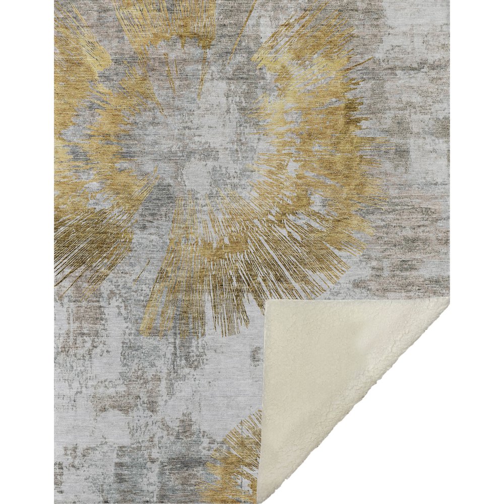 Premium Machine Washable ASB773 Gold 50" x 70" Sherpa Throw Blanket. Picture 1