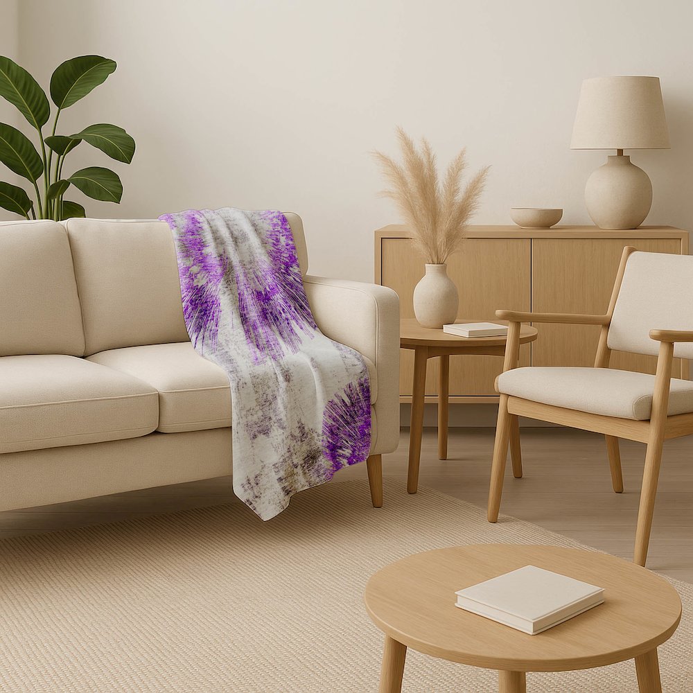 Premium Machine Washable ASB773 Purple 50" x 70" Sherpa Throw Blanket. Picture 4