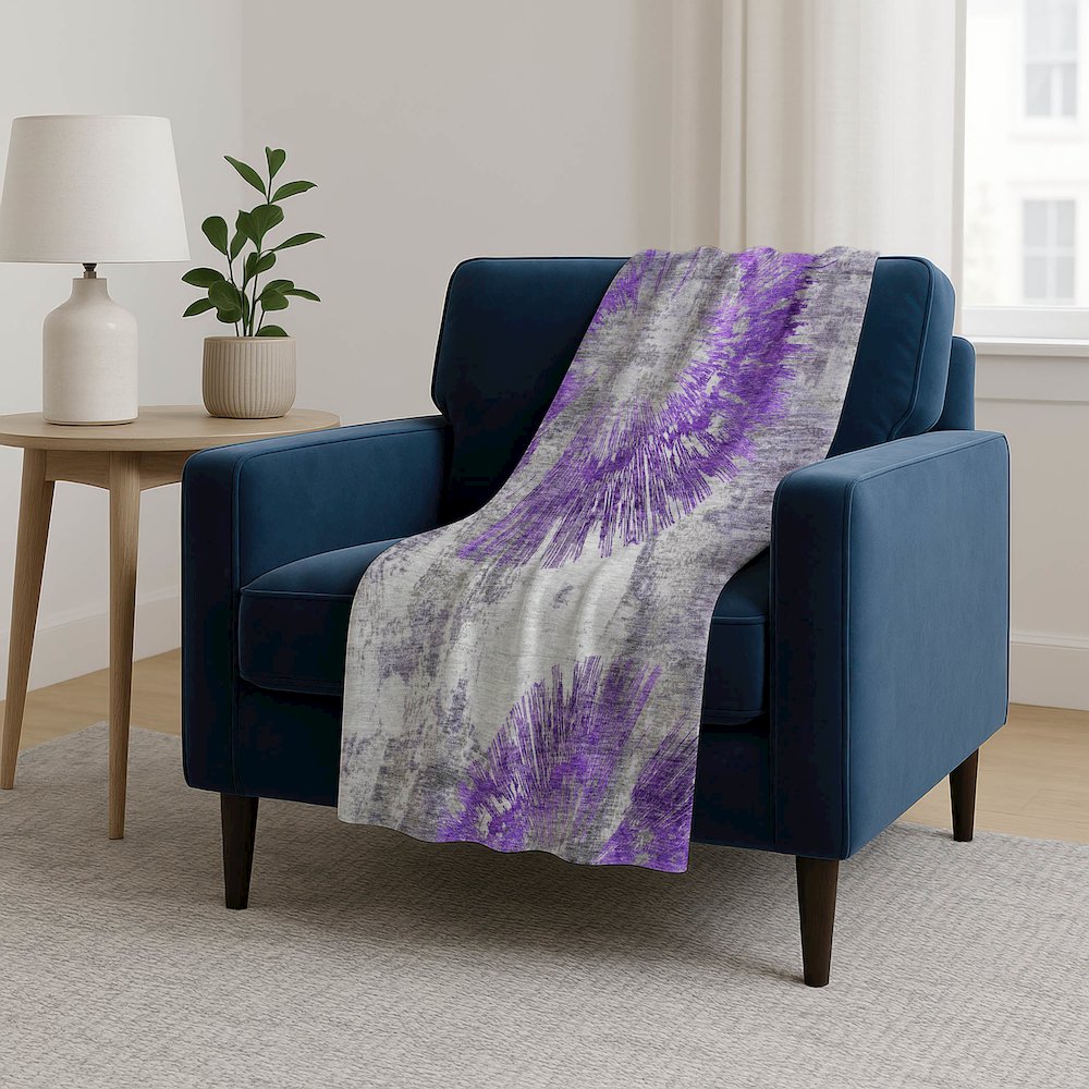 Premium Machine Washable ASB773 Purple 50" x 70" Sherpa Throw Blanket. Picture 5