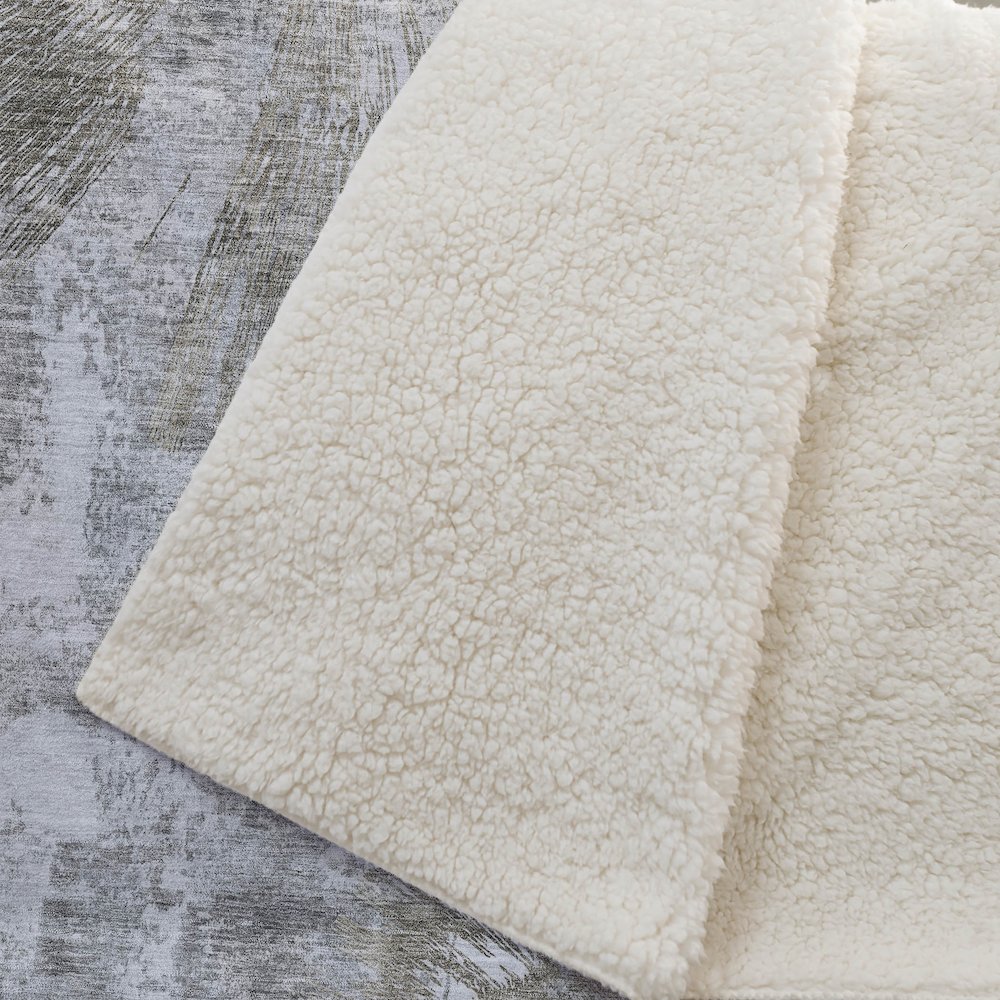 Premium Machine Washable ASB773 Taupe 50" x 70" Sherpa Throw Blanket. Picture 2
