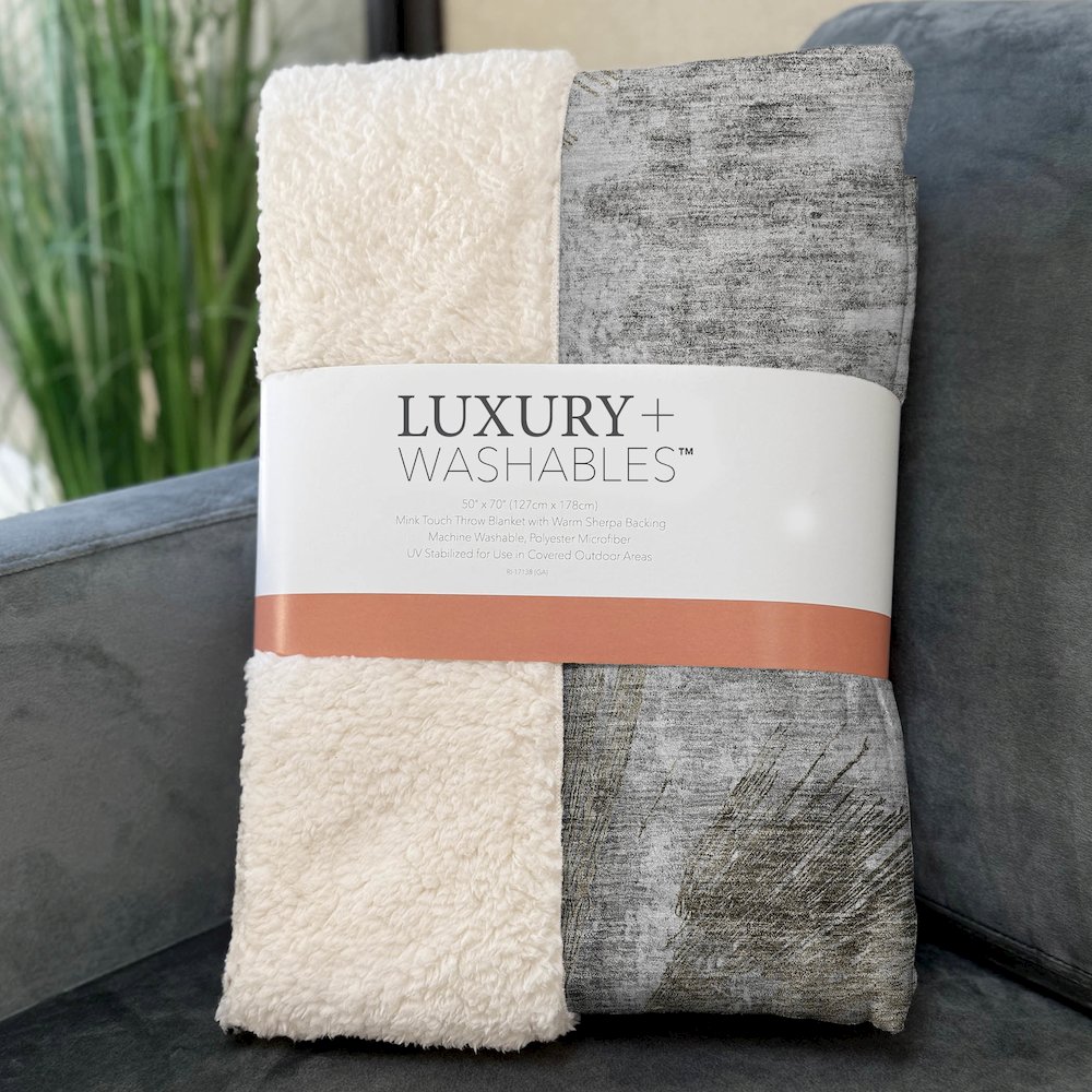 Premium Machine Washable ASB773 Taupe 50" x 70" Sherpa Throw Blanket. Picture 3