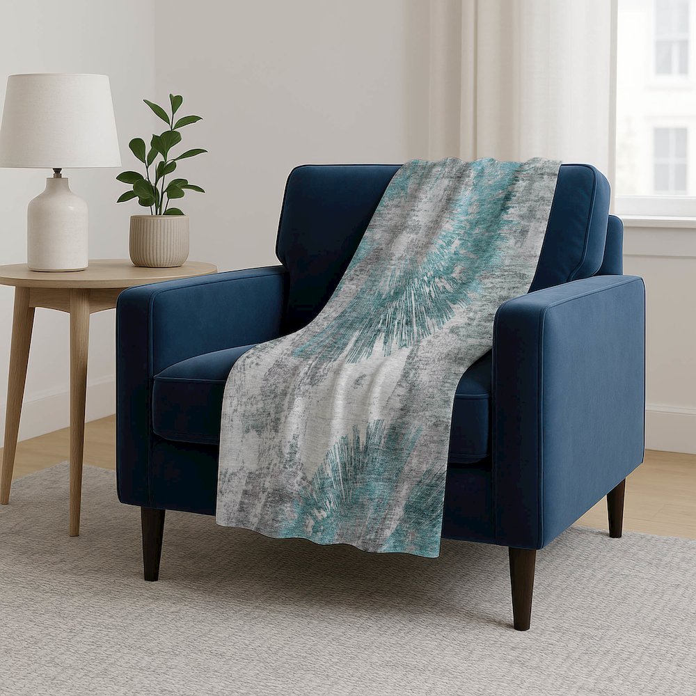 Premium Machine Washable ASB773 Teal 50" x 70" Sherpa Throw Blanket. Picture 5