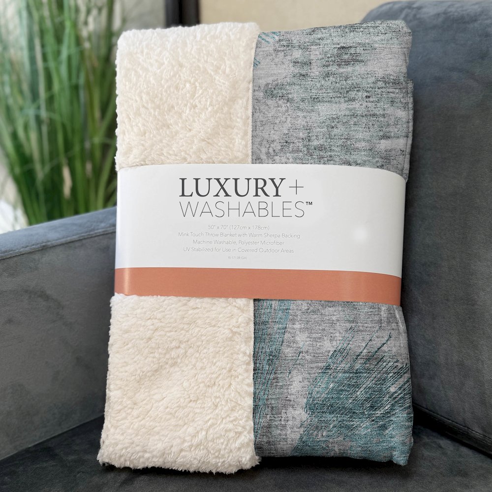 Premium Machine Washable ASB773 Teal 50" x 70" Sherpa Throw Blanket. Picture 3