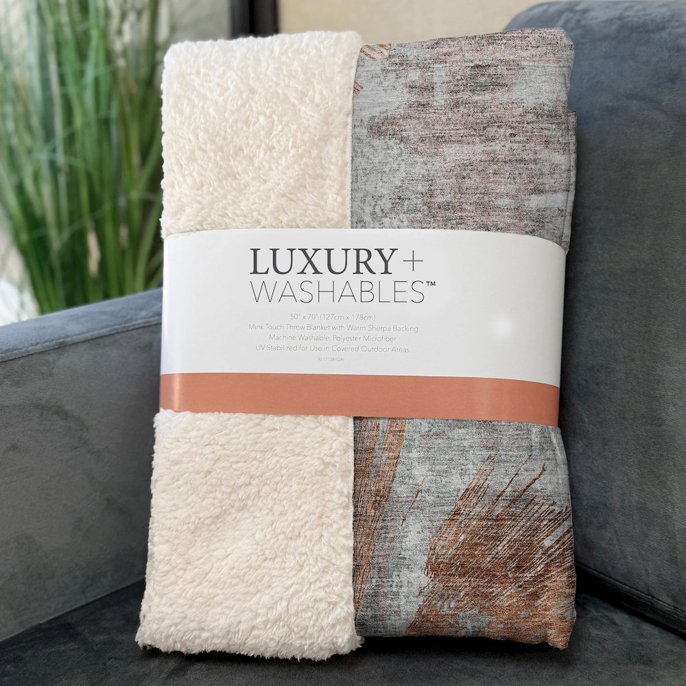 Premium Machine Washable ASB773 Terracotta 50" x 70" Sherpa Throw Blanket. Picture 3