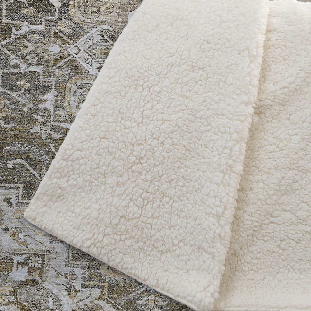 Premium Machine Washable ASB774 Brown 50" x 70" Sherpa Throw Blanket. Picture 2