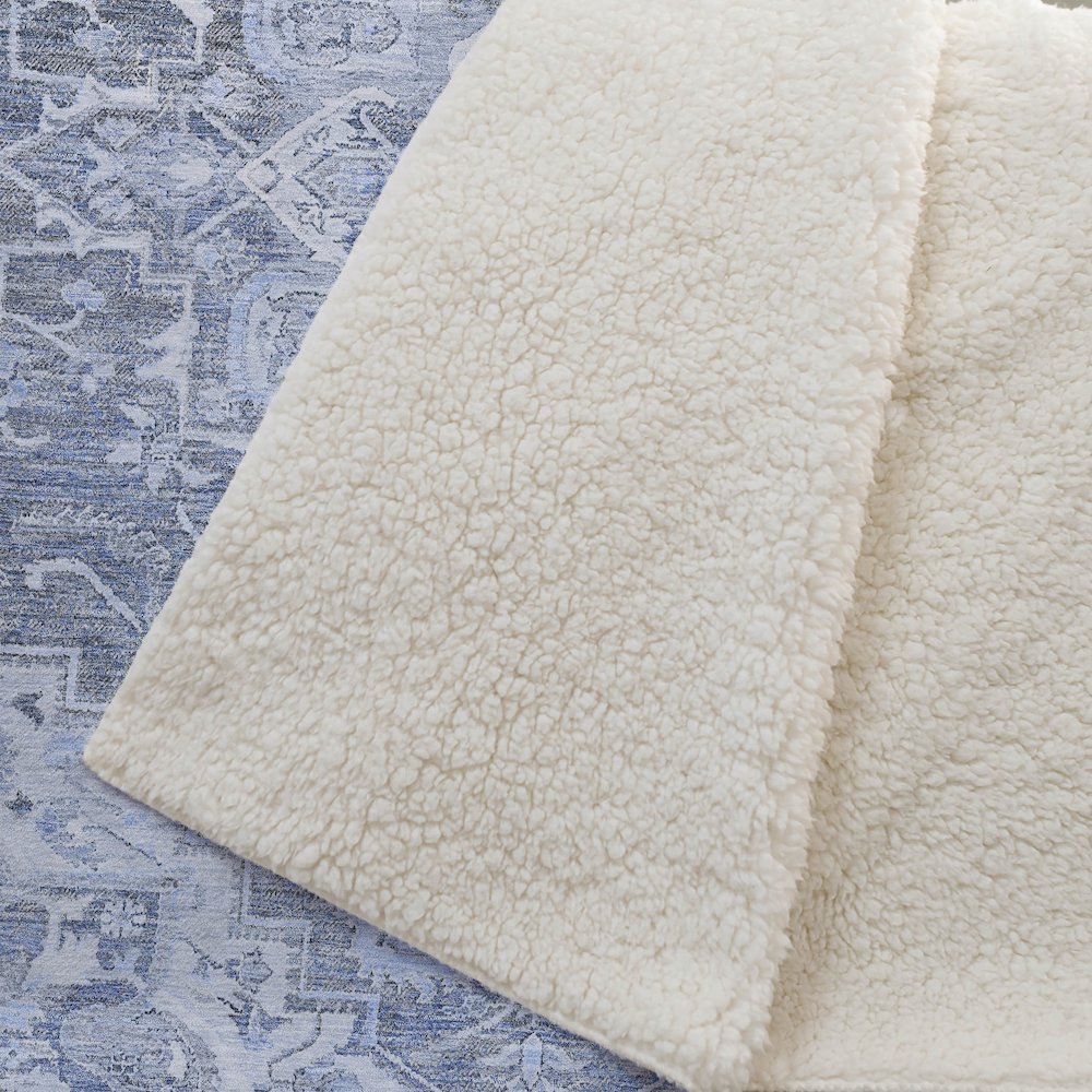 Premium Machine Washable ASB774 Denim 50" x 70" Sherpa Throw Blanket. Picture 2