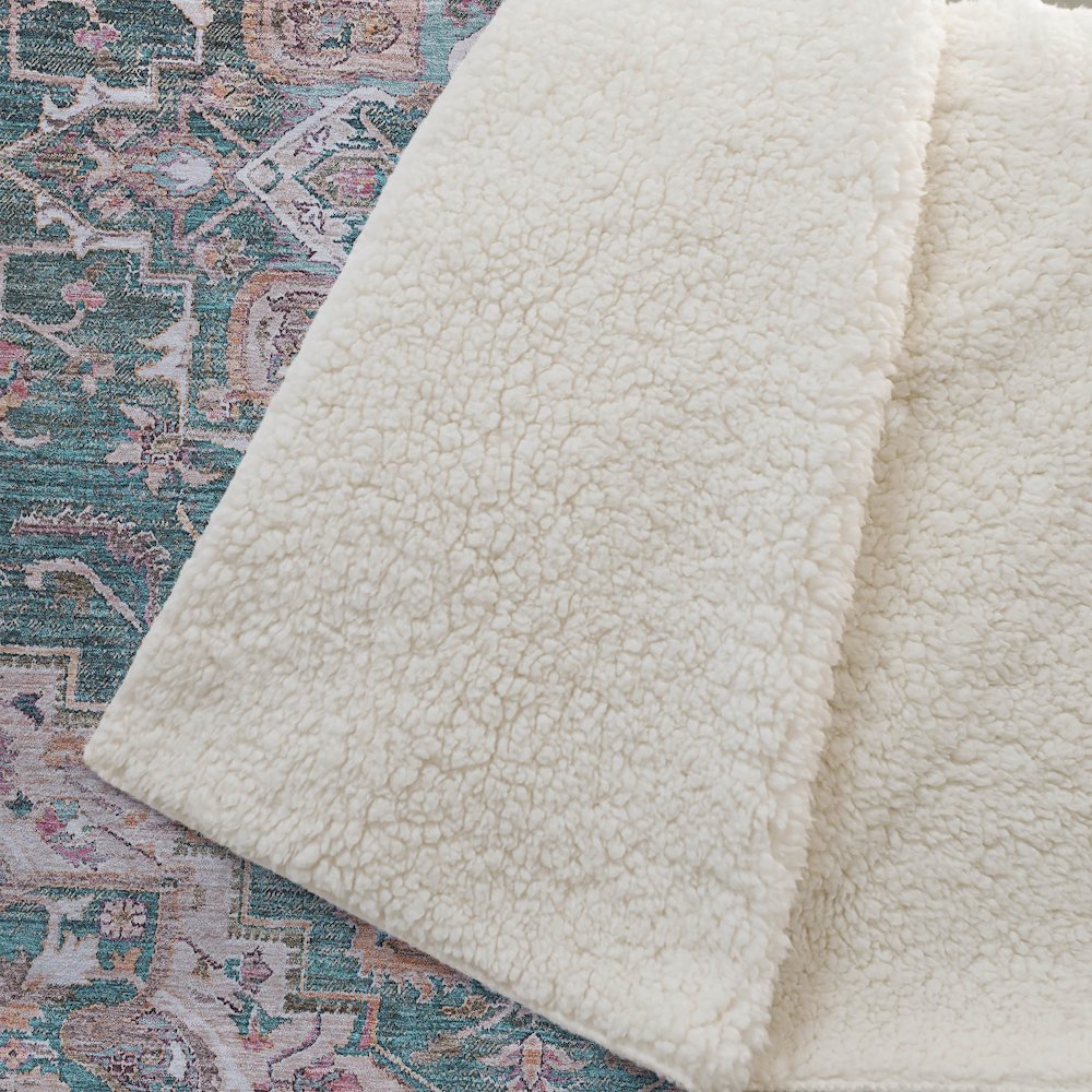 Premium Machine Washable ASB774 Emerald 50" x 70" Sherpa Throw Blanket. Picture 2