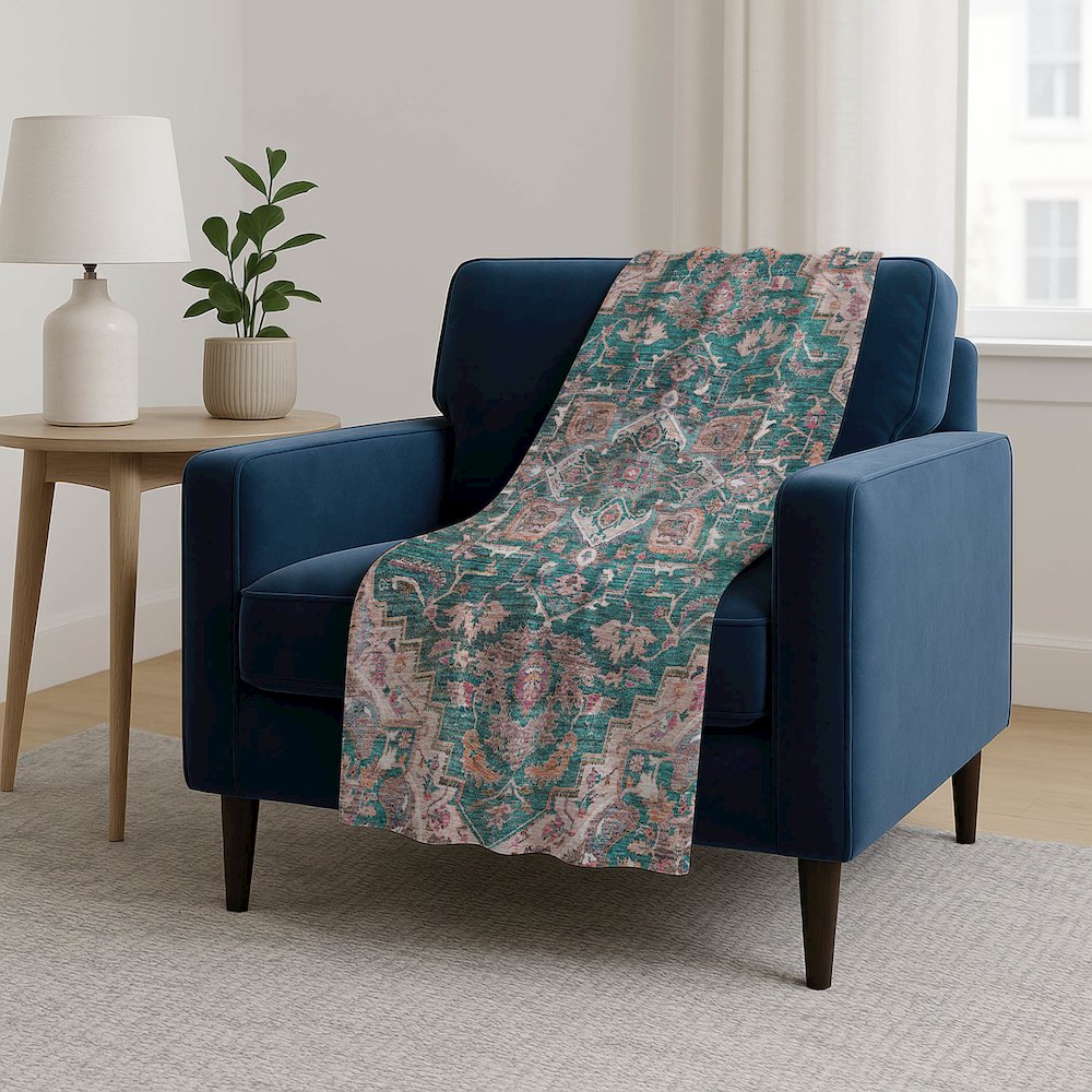 Premium Machine Washable ASB774 Emerald 50" x 70" Sherpa Throw Blanket. Picture 5