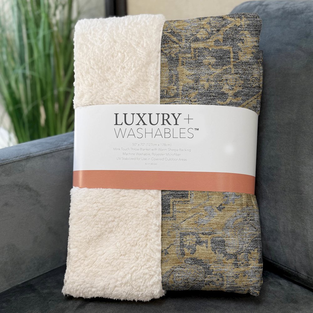 Premium Machine Washable ASB774 Gray 50" x 70" Sherpa Throw Blanket. Picture 3