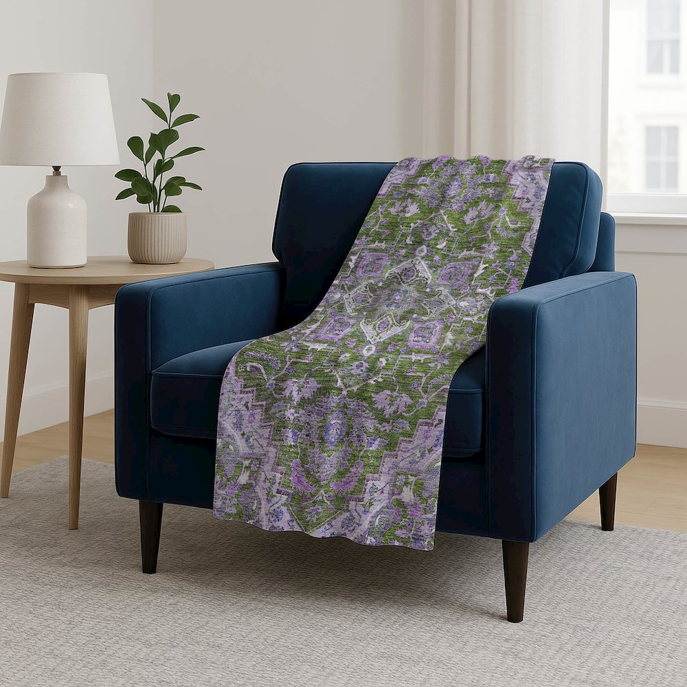 Premium Machine Washable ASB774 Olive 50" x 70" Sherpa Throw Blanket. Picture 5