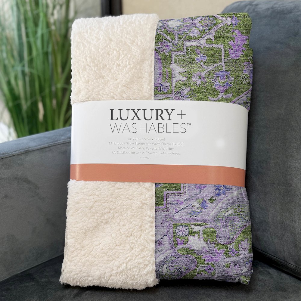 Premium Machine Washable ASB774 Olive 50" x 70" Sherpa Throw Blanket. Picture 3