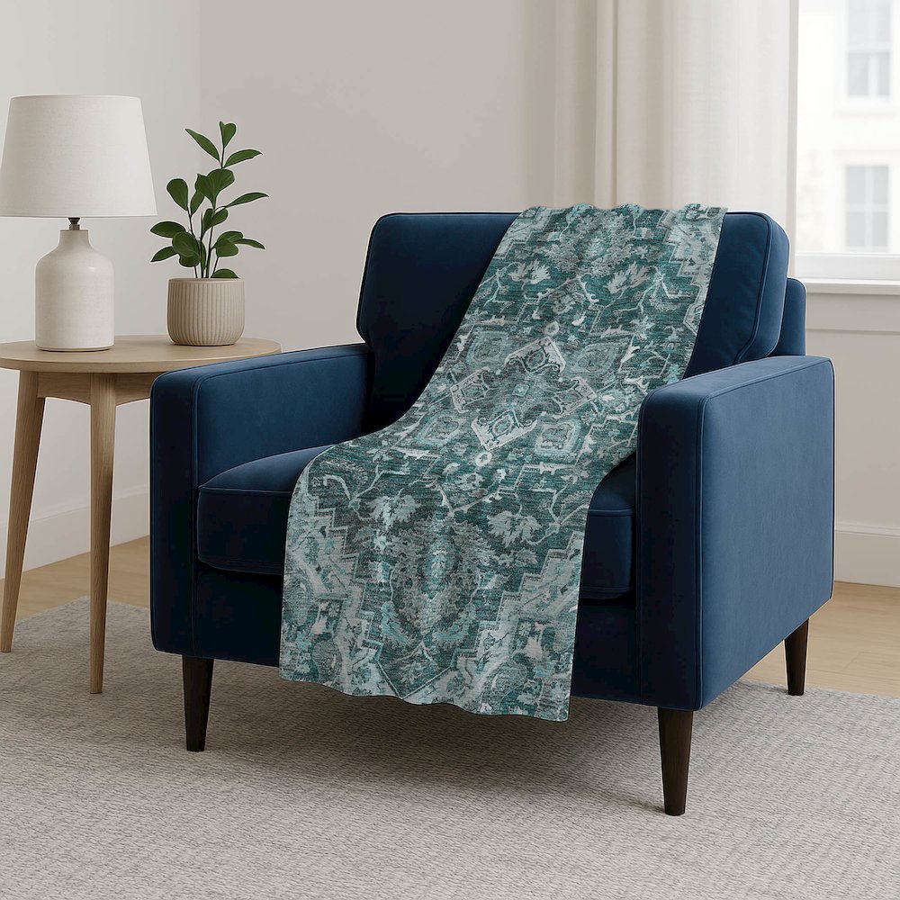 Premium Machine Washable ASB774 Teal 50" x 70" Sherpa Throw Blanket. Picture 5