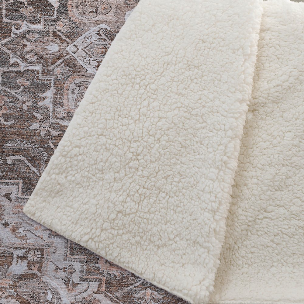 Premium Machine Washable ASB774 Terracotta 50" x 70" Sherpa Throw Blanket. Picture 2