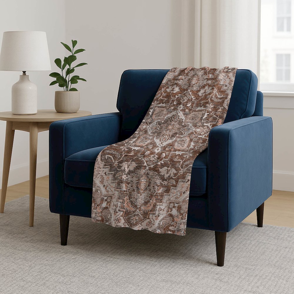 Premium Machine Washable ASB774 Terracotta 50" x 70" Sherpa Throw Blanket. Picture 5