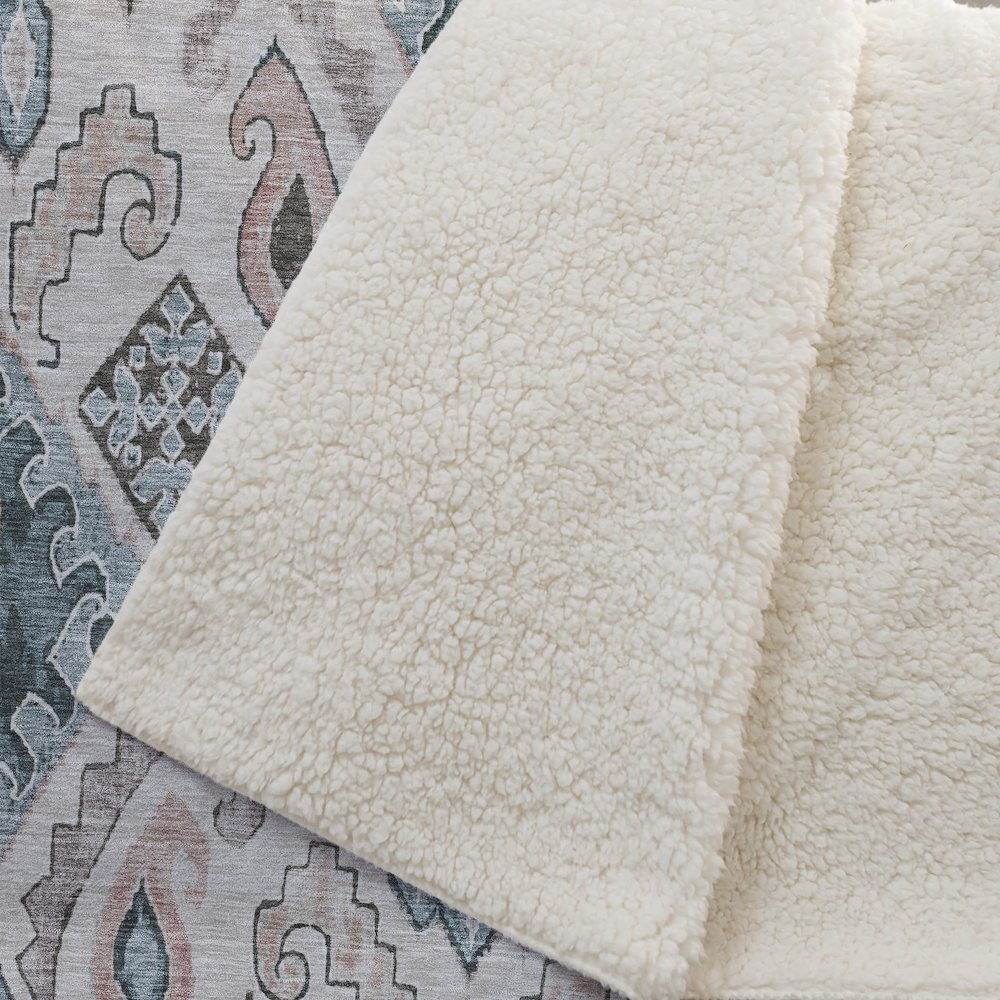 Premium Machine Washable ASB775 Beige 50" x 70" Sherpa Throw Blanket. Picture 2