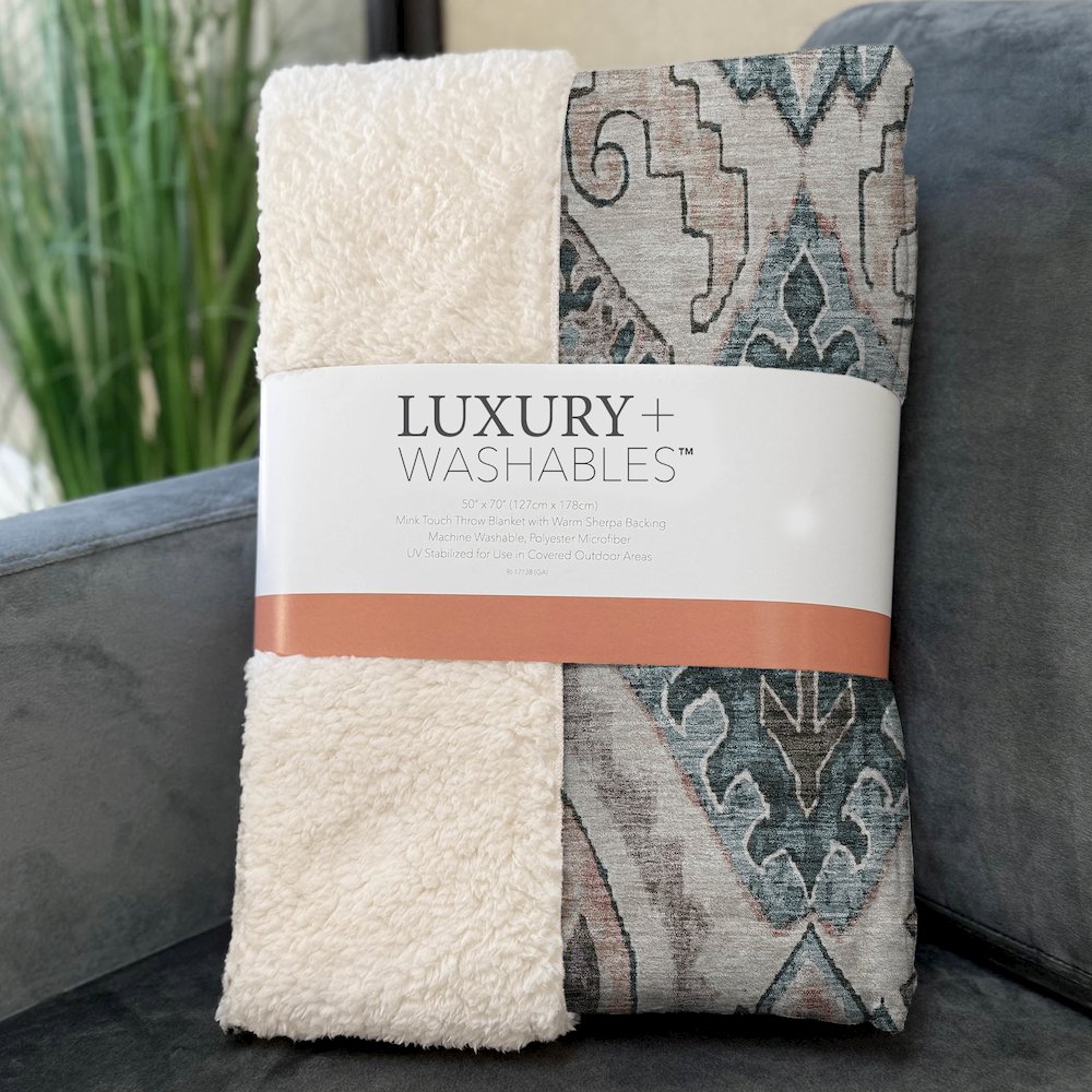 Premium Machine Washable ASB775 Beige 50" x 70" Sherpa Throw Blanket. Picture 3