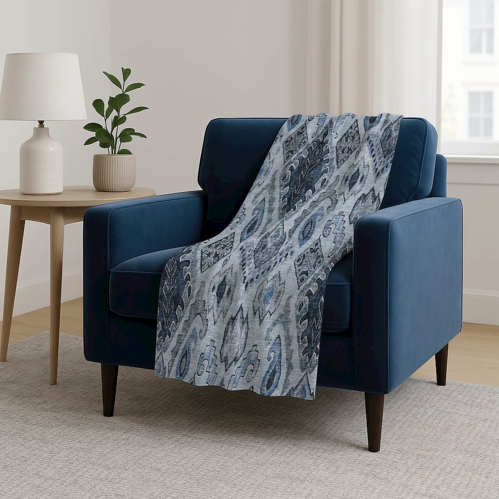 Premium Machine Washable ASB775 Blue 50" x 70" Sherpa Throw Blanket. Picture 5
