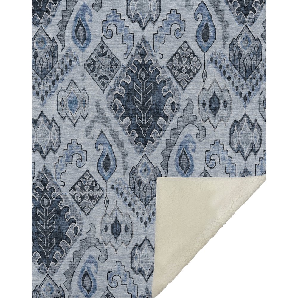 Premium Machine Washable ASB775 Blue 50" x 70" Sherpa Throw Blanket. Picture 1