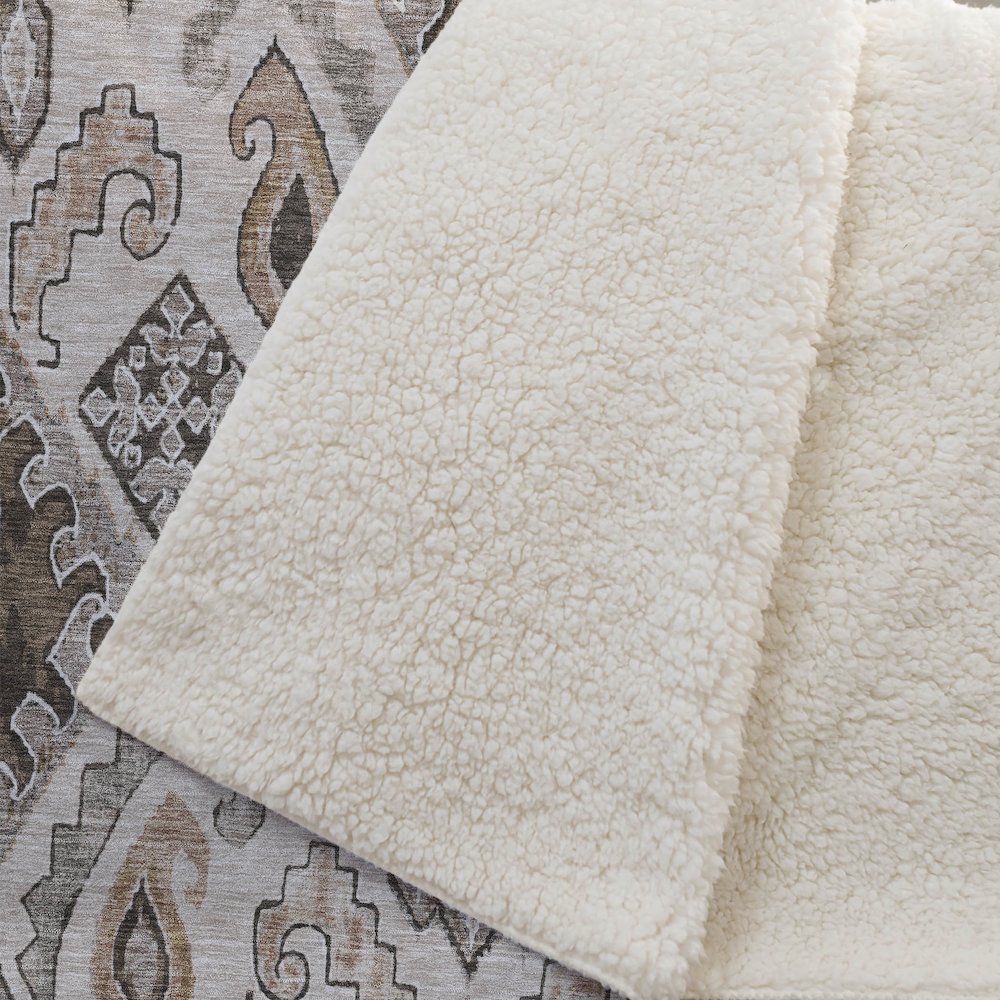 Premium Machine Washable ASB775 Brown 50" x 70" Sherpa Throw Blanket. Picture 2
