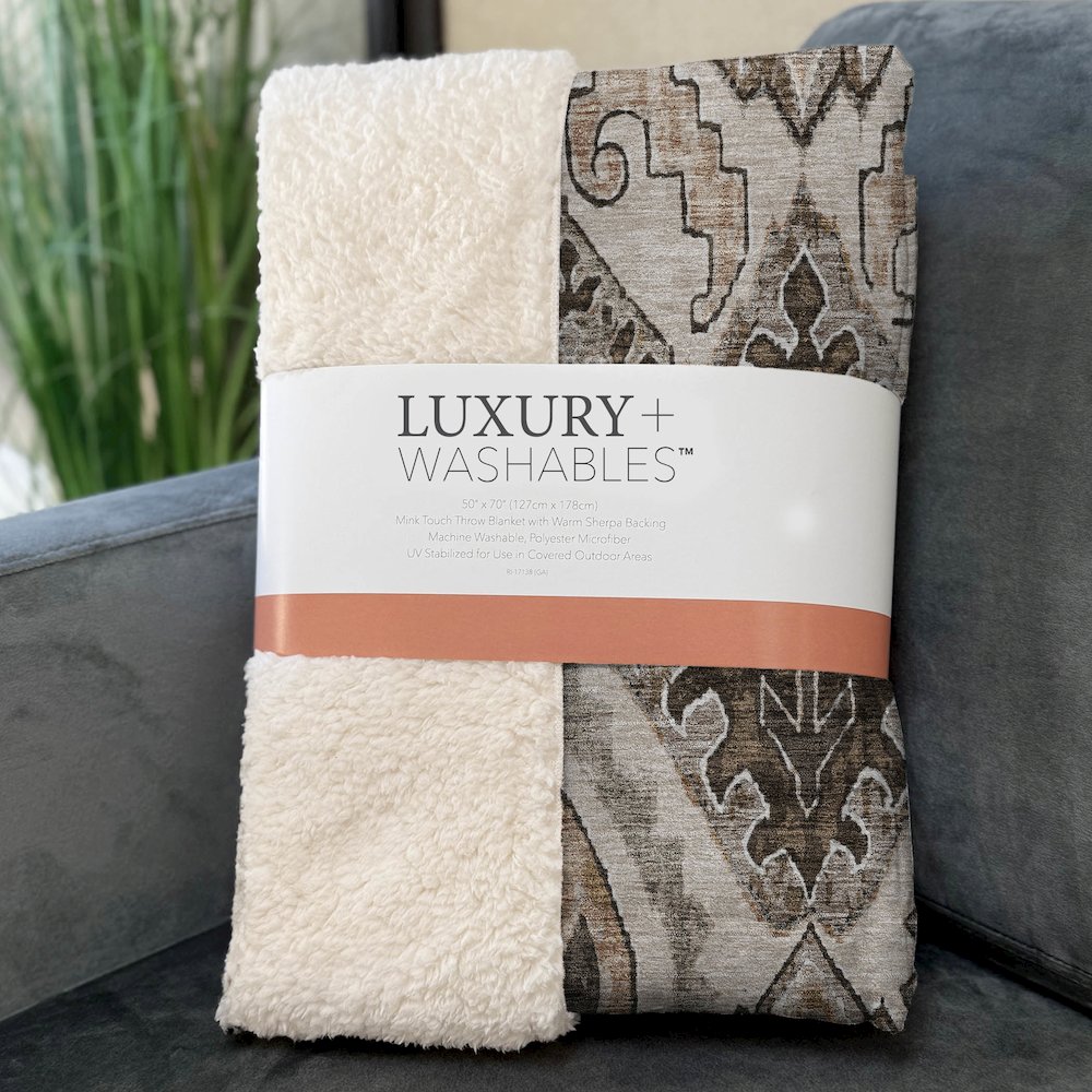 Premium Machine Washable ASB775 Brown 50" x 70" Sherpa Throw Blanket. Picture 3