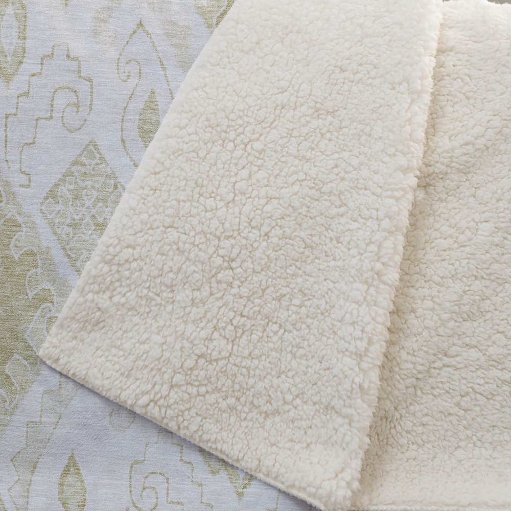 Premium Machine Washable ASB776 Beige 50" x 70" Sherpa Throw Blanket. Picture 2