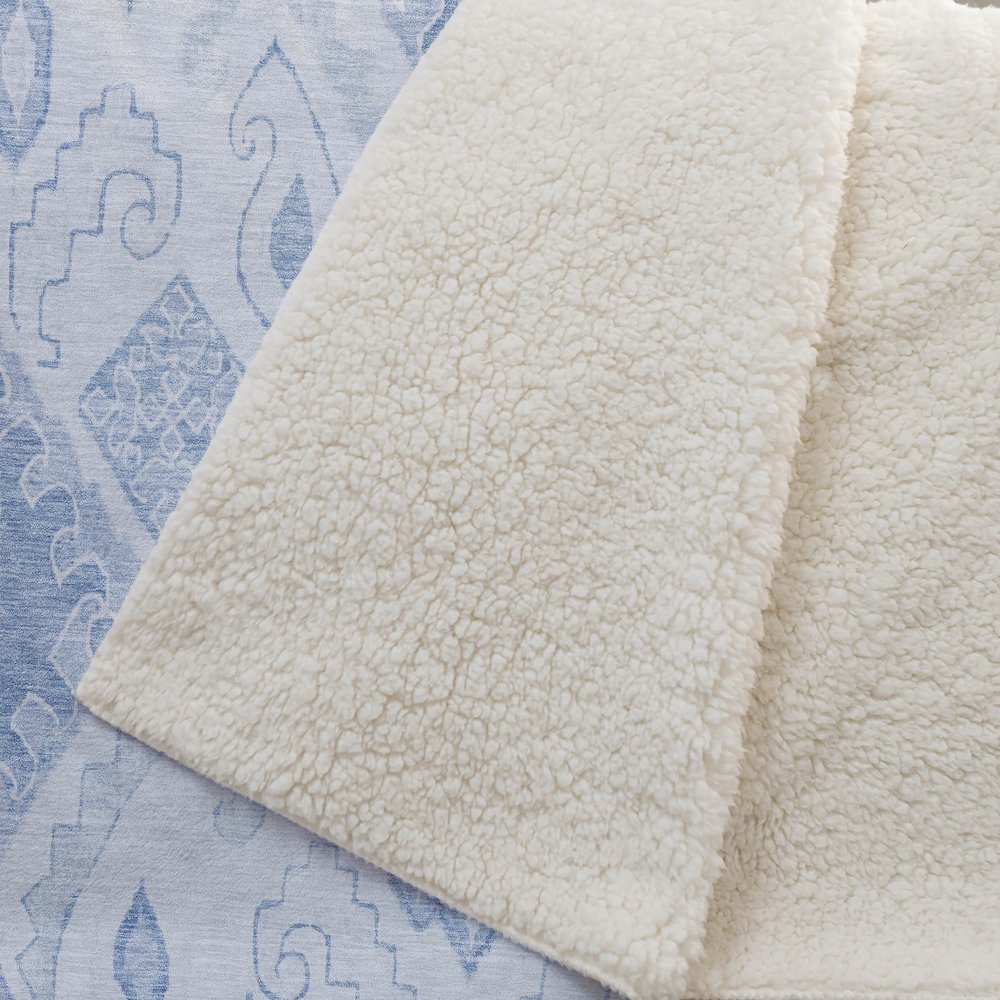 Premium Machine Washable ASB776 Blue 50" x 70" Sherpa Throw Blanket. Picture 2
